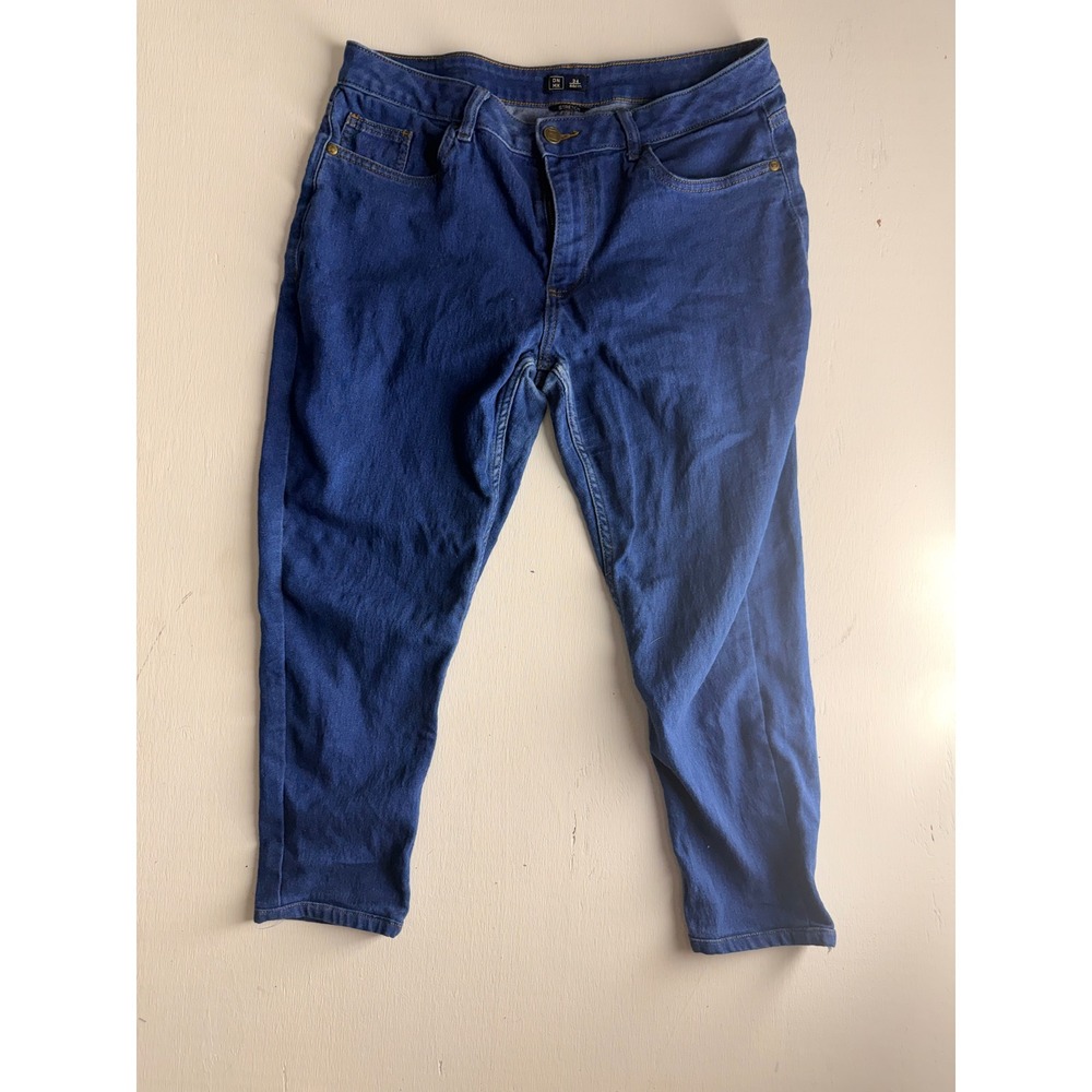 DNMX Men Blue Stretch Tapered Jeans Size 34 86cm Medium Wash Denim Pants